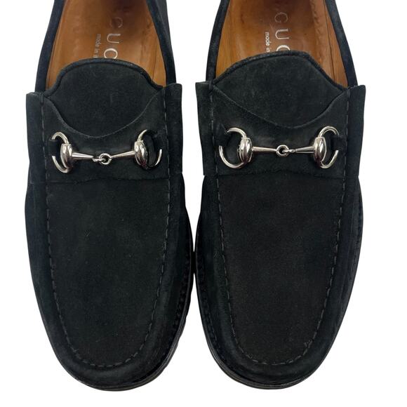 Gucci Horsebit Suede Lug Sole Slip On Loafer Black Men Size 10/ US 11 - Picture 13 of 16